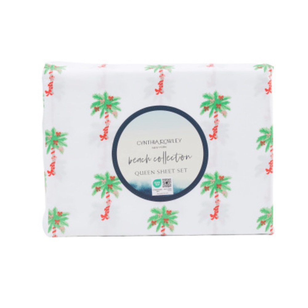 Cynthia Rowley BOWS On Palm Trees Sheet Set - FULL